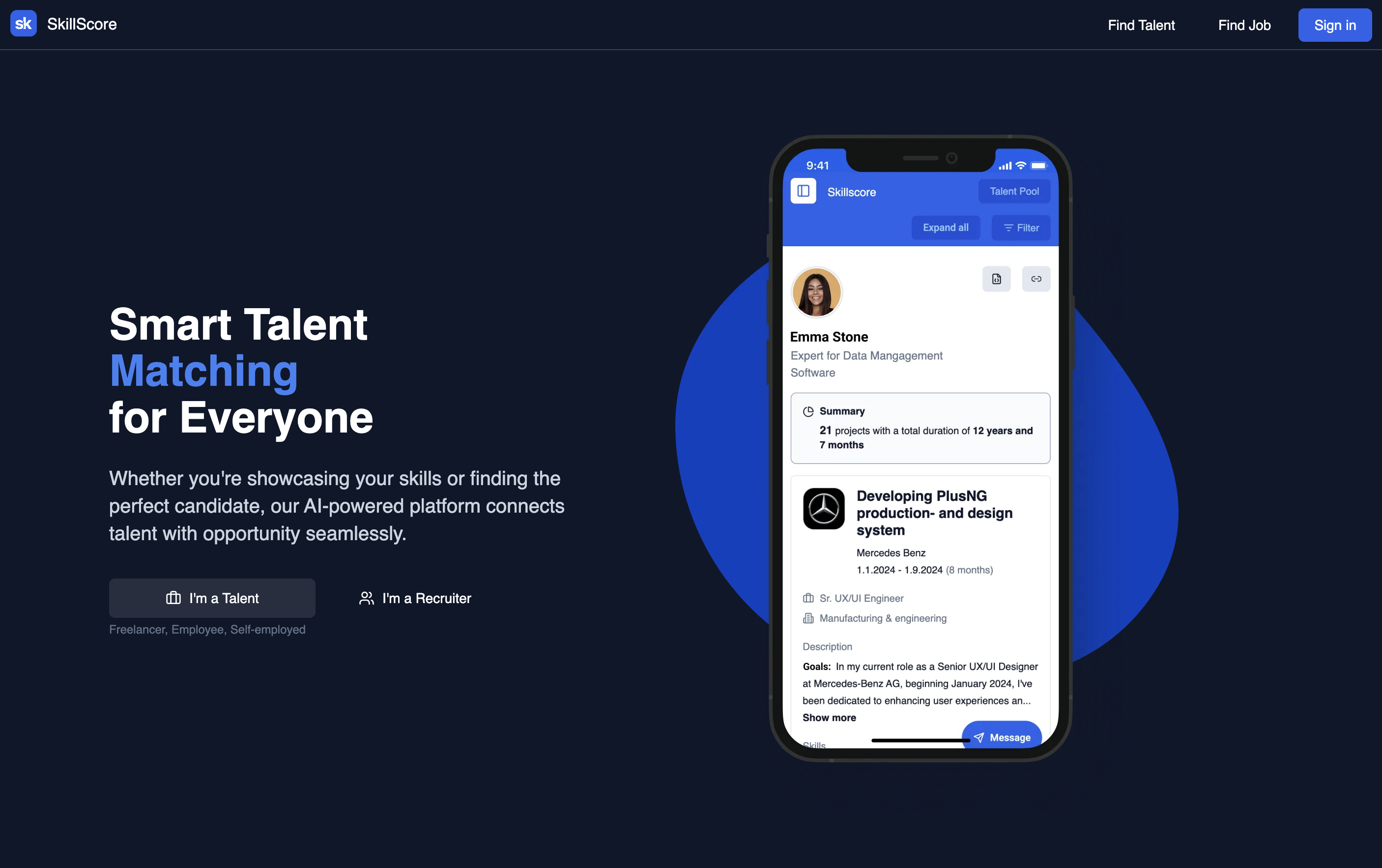 Skillscore SaaS-Plattform für interaktive Lebensläufe